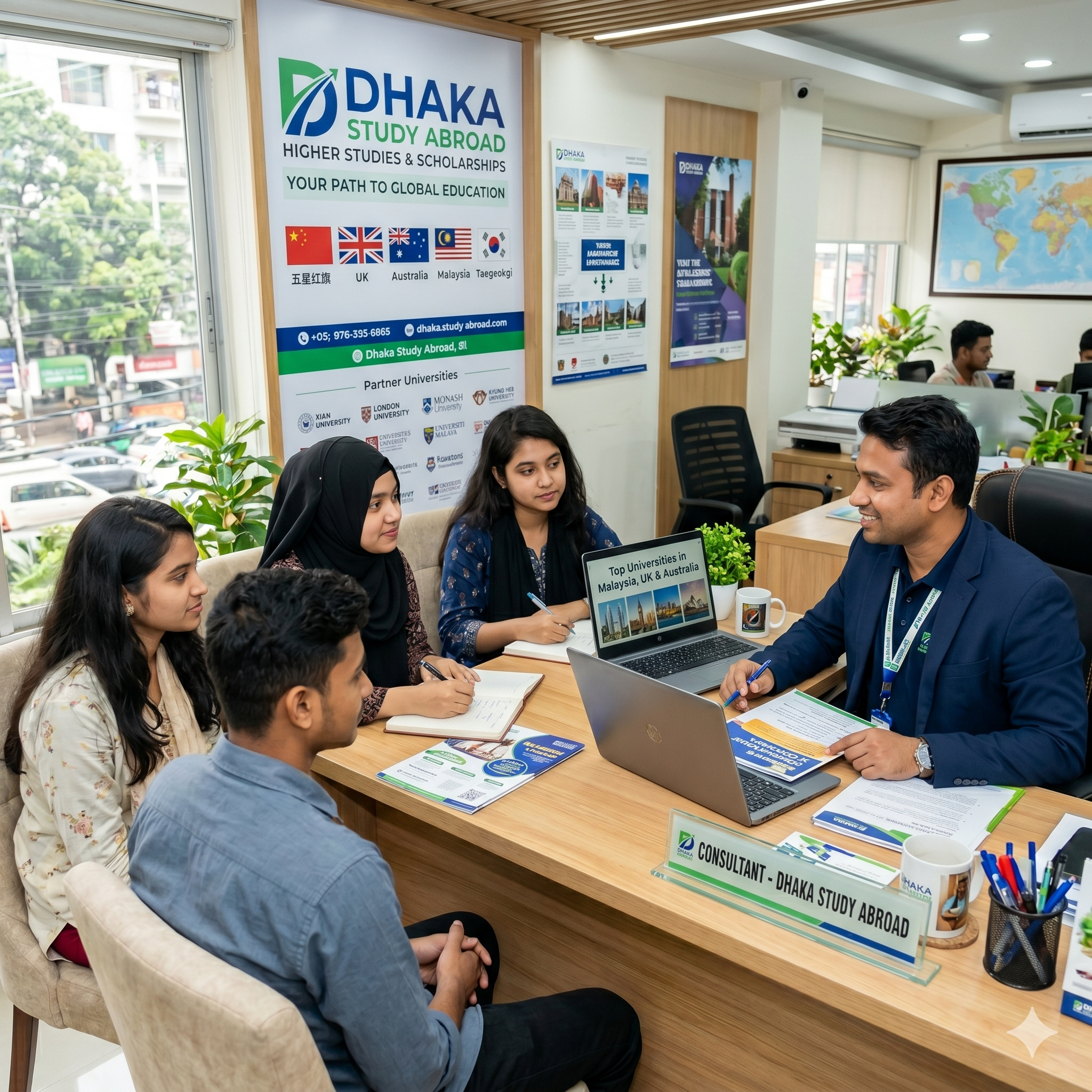 Dhaka Study Abroad consultants helping Bangladeshi students with university admission and visa processing